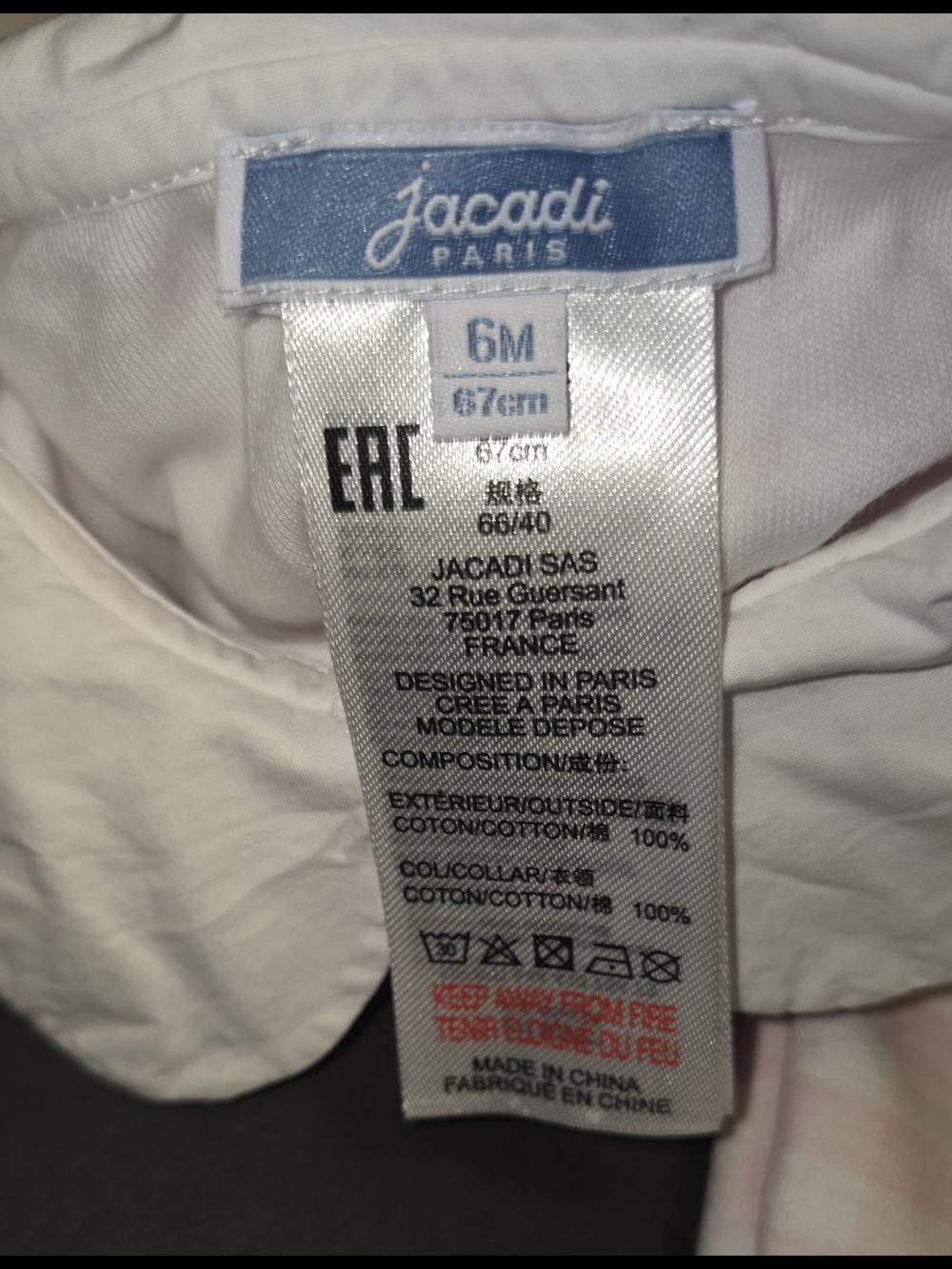 Jacadi Pink Gingham Footed One-Piece-6 Months NWOT - Picture 6 of 8